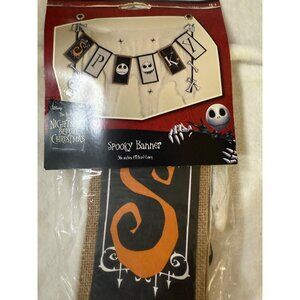 Disney Tim Burtons Nightmare Before Christmas Spooky Banner 36" Long Burlap